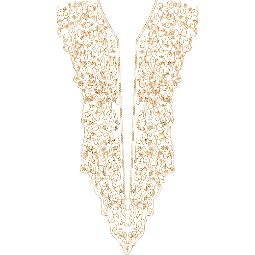 Elegant Golden Floral Lace Neckline Embroidery Design