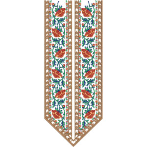 Multicolor Floral Border Embroidery Design with Traditional Paisley Motifs