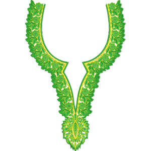 Elegant Green Leafy Neckline Embroidery Design