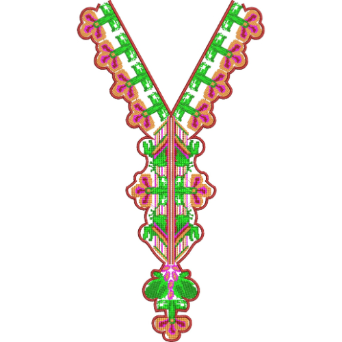 Elegant Multicolor Floral V-Neck Embroidery Design for Kameez
