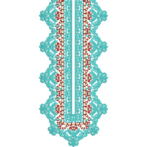 Elegant Turquoise Lace Neckline Embroidery Design