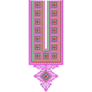 Colorful Geometric U-Shaped Neckline Embroidery Design