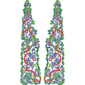 Colorful Floral Paisley Neckline Embroidery Design