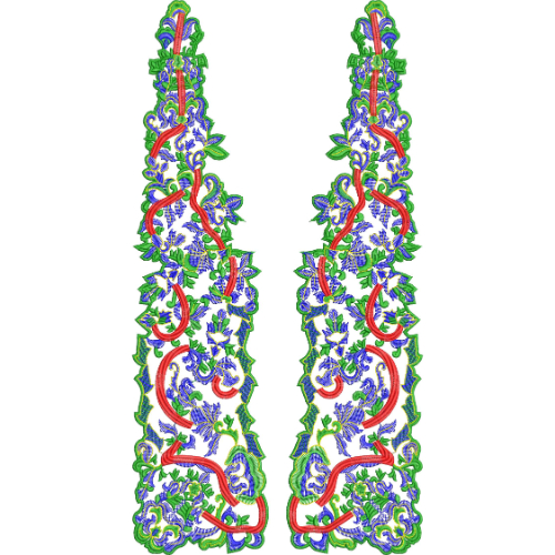 Colorful Floral Paisley Neckline Embroidery Design