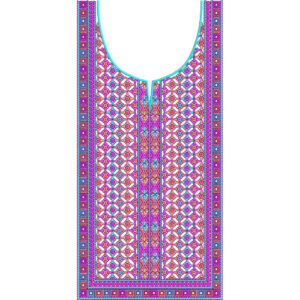 Colorful Geometric U-Shaped Neckline Embroidery Design