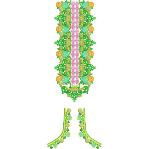 Elegant Green and Yellow Floral Neckline Embroidery Design