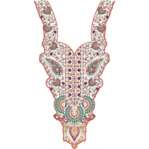 Multicolor Paisley Floral V-Neck Embroidery Design