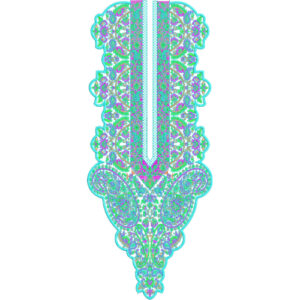 Turquoise and Multicolor Paisley Neckline Embroidery Design
