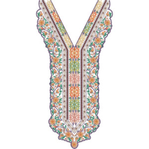 Elegant Traditional Floral Embroidery Neckline Design