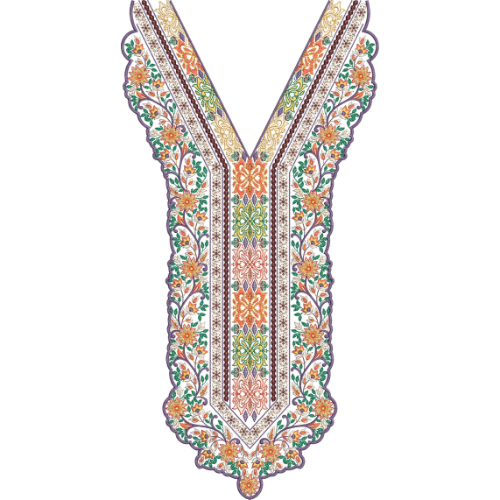 Elegant Traditional Floral Embroidery Neckline Design