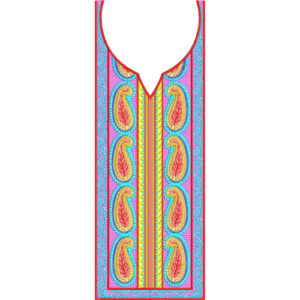 Colorful Paisley Neckline Embroidery Design