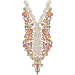 Elegant Multicolor Floral Embroidery Neckline Design