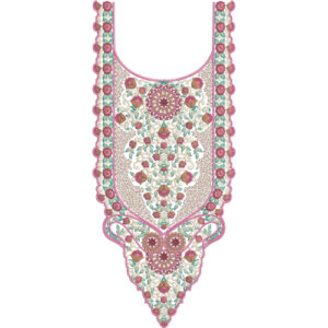 Elegant Floral Medallion Neckline Embroidery Design