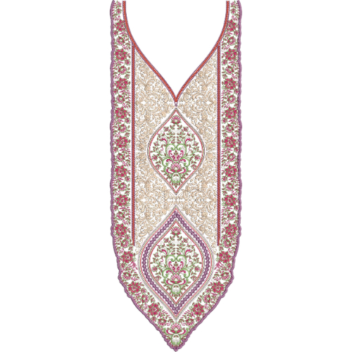 Elegant Floral Diamond Neckline Embroidery Design