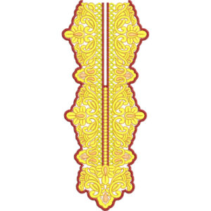 Golden Yellow Floral Lace Neckline Embroidery Design