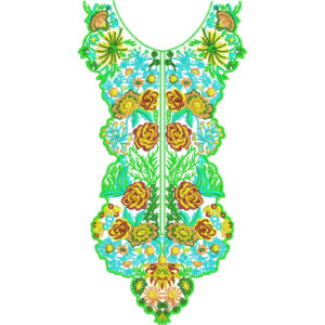Vibrant Multicolor Floral Neckline Embroidery Design