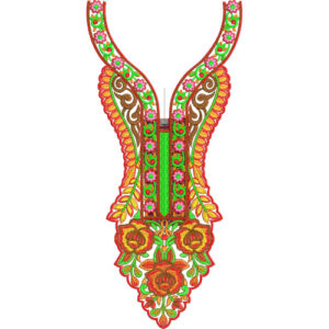 Elegant Floral Paisley Neckline Embroidery Design