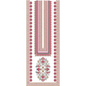 Elegant Floral Border and Geometric Neckline Embroidery Design