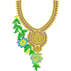 Elegant Floral Pendant Neckline Embroidery Design