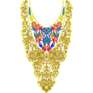 Royal Gold Floral Embroidery Neckline Design