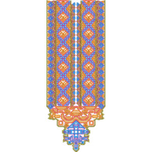 Colorful Geometric Embroidery Border with Ornamental Pendant