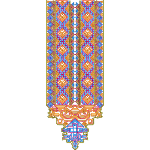 Colorful Geometric Embroidery Border with Ornamental Pendant