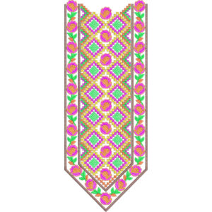 Colorful Floral Geometric Embroidery Border Design
