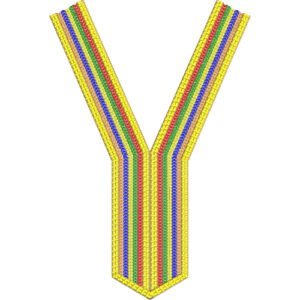 Multicolor Striped V-Neckline Embroidery Design