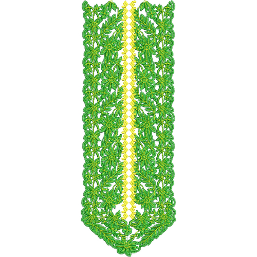 Green Floral Vine Embroidery Border Design