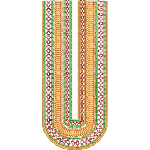 Golden U-Shaped Embroidery Neckline Border Design