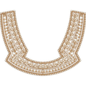 Elegant Golden Floral U-Neckline Embroidery Design