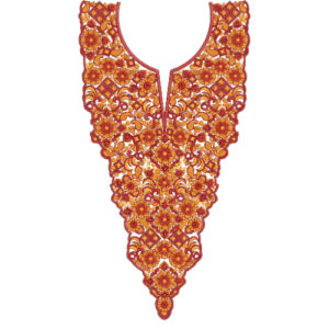Rich Floral Paisley V-Neck Embroidery Design
