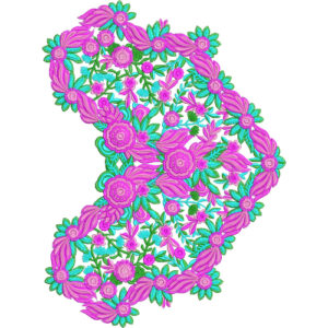Vibrant Pink Floral Embroidery Patch Design