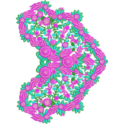 Vibrant Pink Floral Embroidery Patch Design