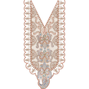 Paisley V-Neck Embroidery Design with Scalloped Border