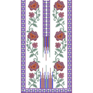 Floral Geometric Neckline Embroidery Design with Traditional Flower Motifs