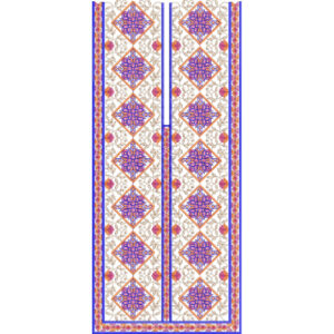 Geometric Diamond Panel Embroidery Design with Floral Detailing