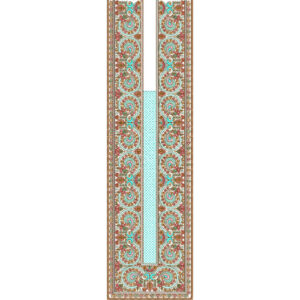 Turquoise and Paisley Geometric Neckline Embroidery Design