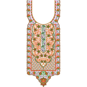 Elegant Floral Neck Embroidery Design with Ornamental Border