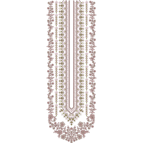 Elegant Floral and Geometric Embroidery Neckline Design