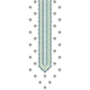 Elegant Teal Floral Embroidery Neckline Design with Scattered Motifs