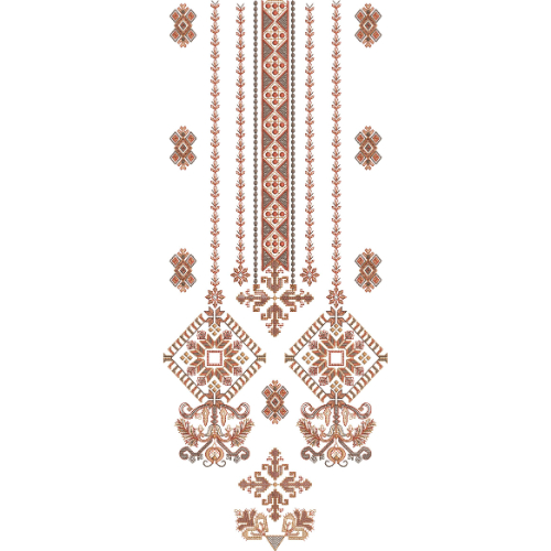 Traditional Geometric Embroidery Neckline Design with Diamond Motifs
