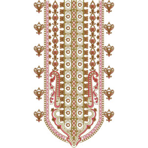 Traditional Gold and Pink Ornamental Embroidery Neckline Design