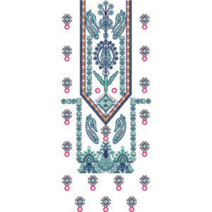 Elegant Paisley Floral Neckline Embroidery Design