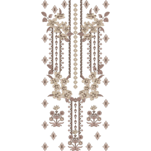 Elegant Floral Vine Neckline Embroidery Design