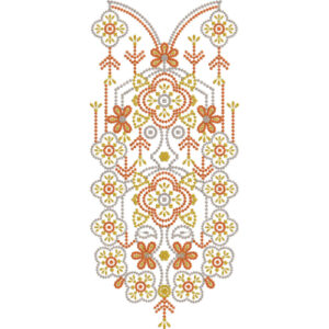Traditional Floral Geometric Neckline Embroidery Design