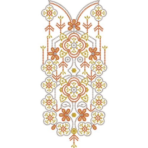 Traditional Floral Geometric Neckline Embroidery Design