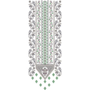 Elegant Floral Border Neckline Embroidery Design