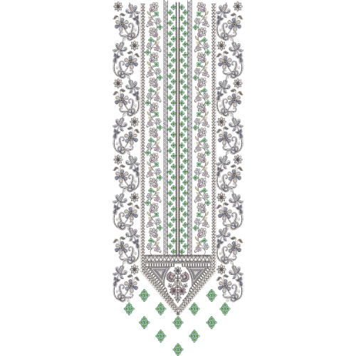 Elegant Floral Border Neckline Embroidery Design