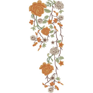 Elegant Vintage Rose Floral Embroidery Motif